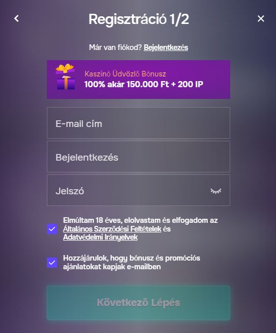 SG Casino regisztráció